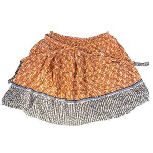 Orange and white boho skirt with elastic waist and drawstring #boho